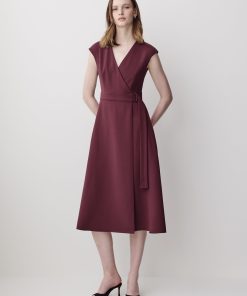 Port Royale Extended-Sleeve V-Neck Wrap Midi Dress