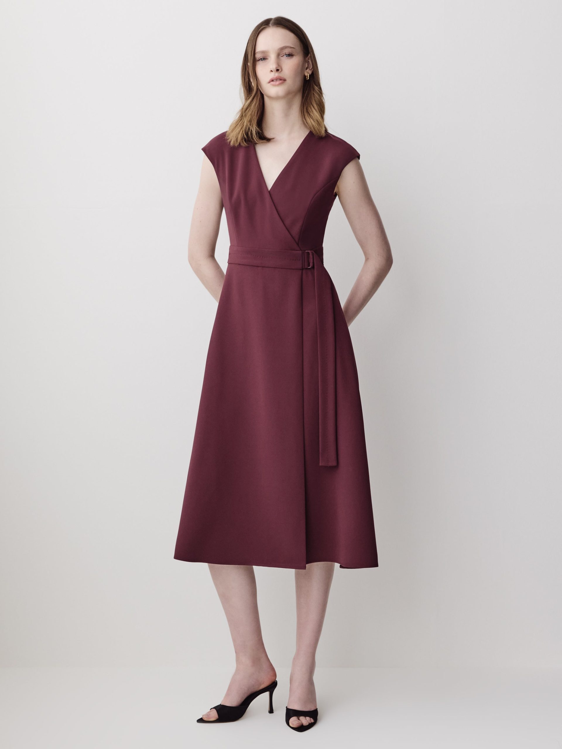 Port Royale Extended-Sleeve V-Neck Wrap Midi Dress