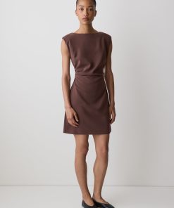 Puce Sleeveless Crew-Neck Mini Dress