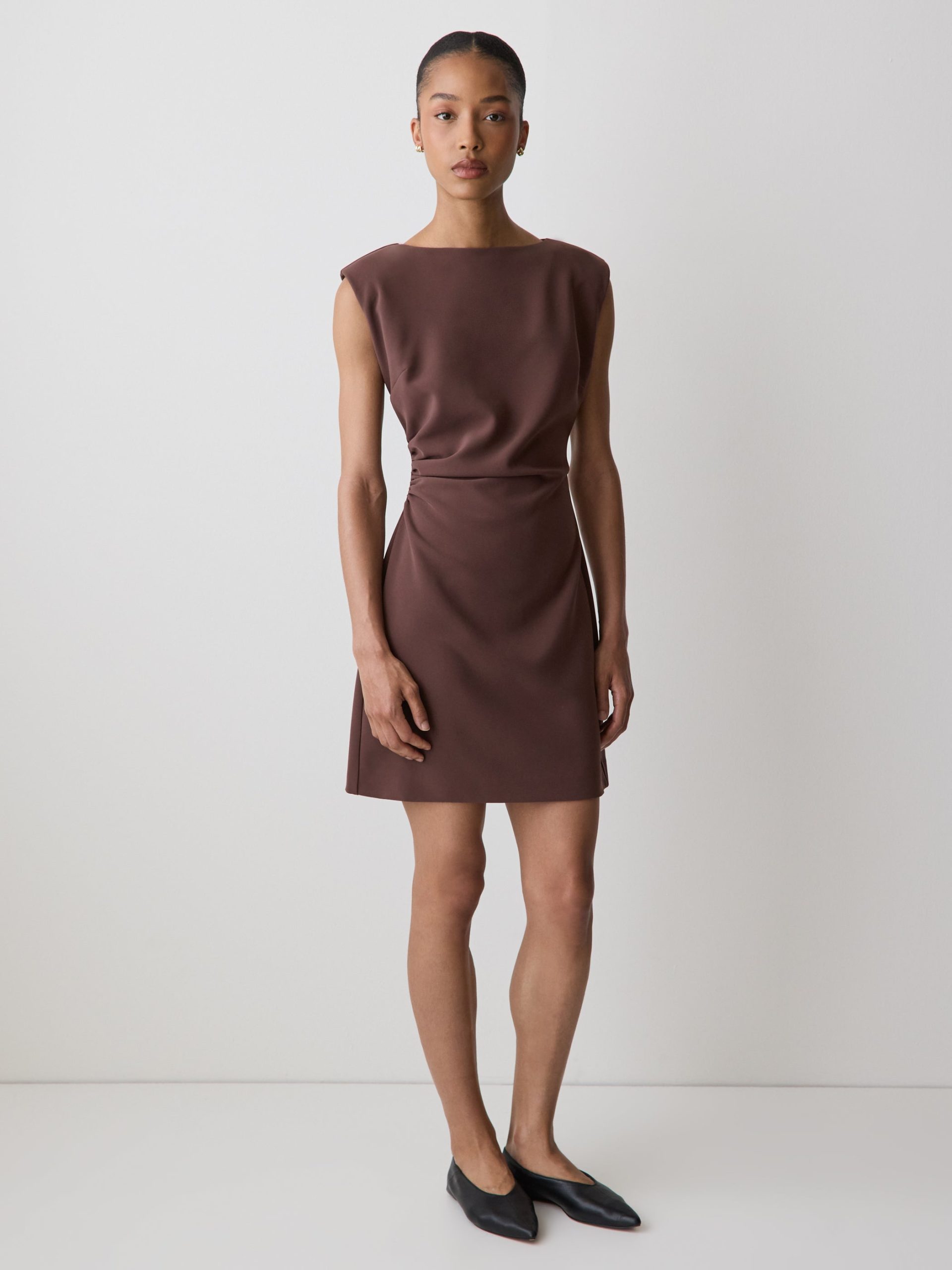 Puce Sleeveless Crew-Neck Mini Dress