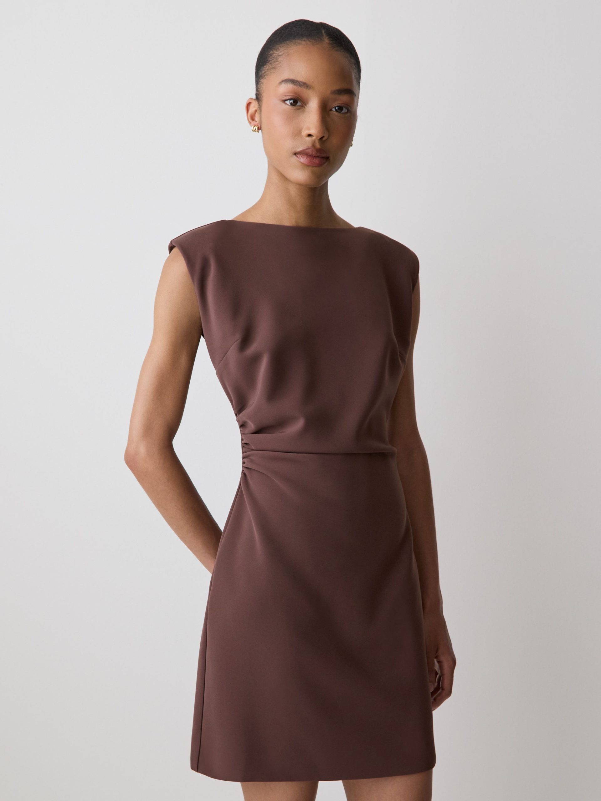 Puce Sleeveless Crew-Neck Mini Dress - Image 2