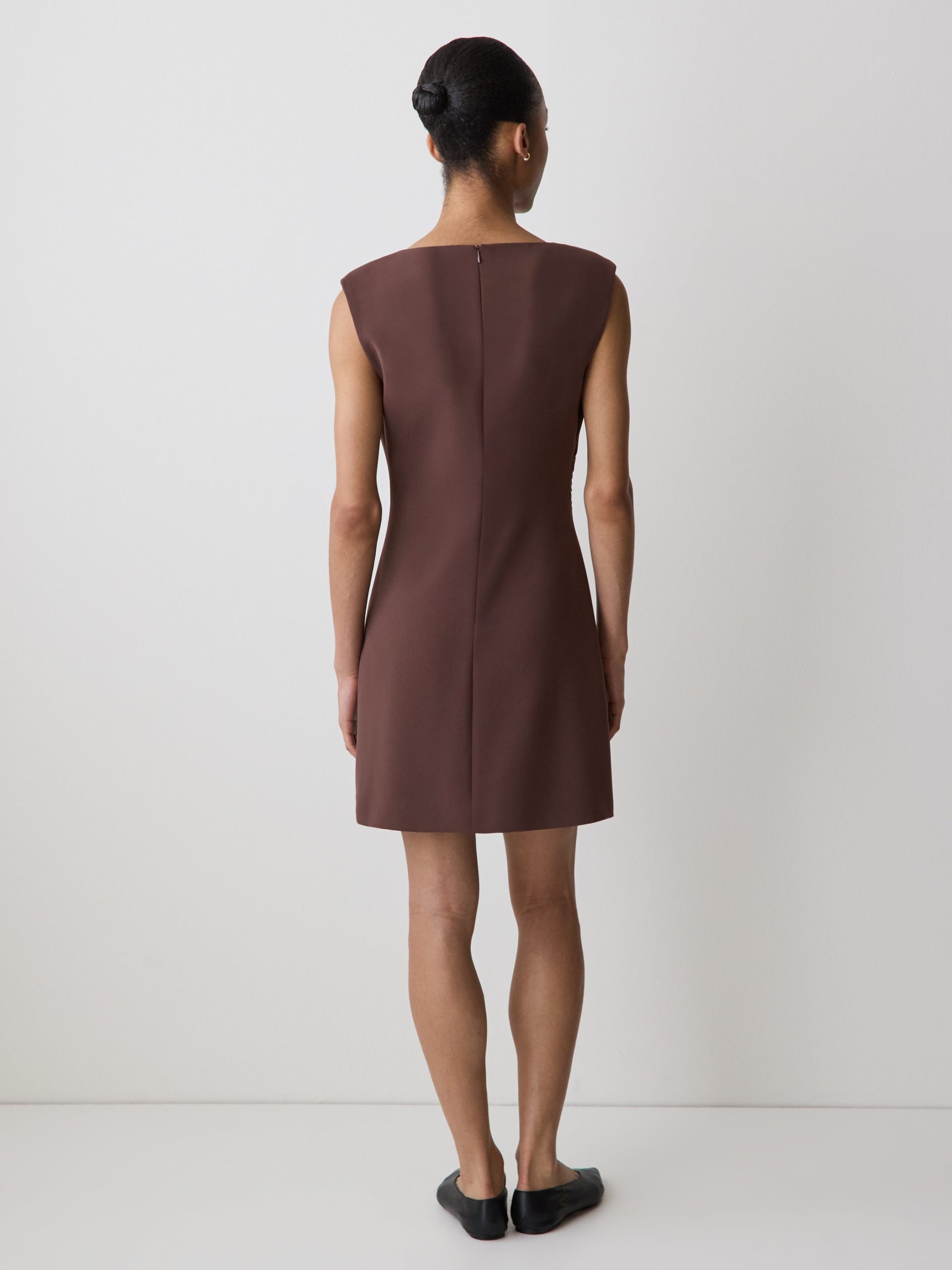 Puce Sleeveless Crew-Neck Mini Dress - Image 3
