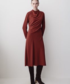 Syrah Long-Sleeve Mock-Neck Midi Dress