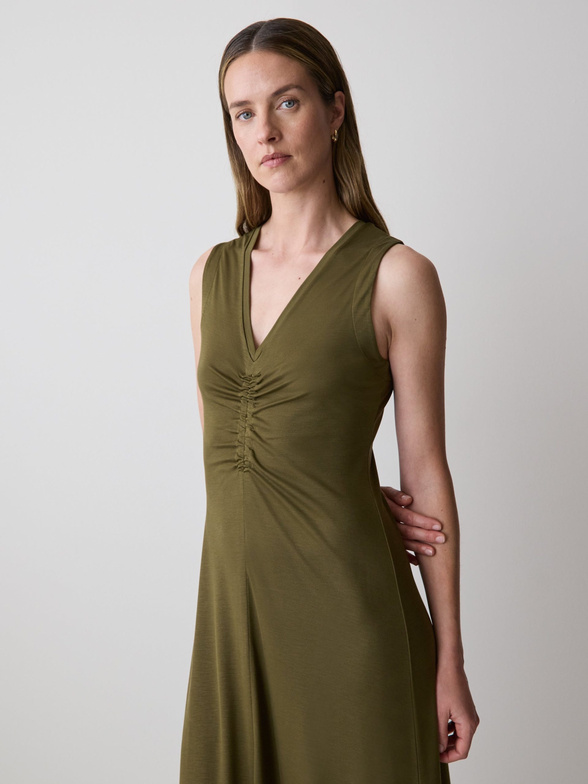 Green Sleeveless V-Neck Midi Dress - Image 2