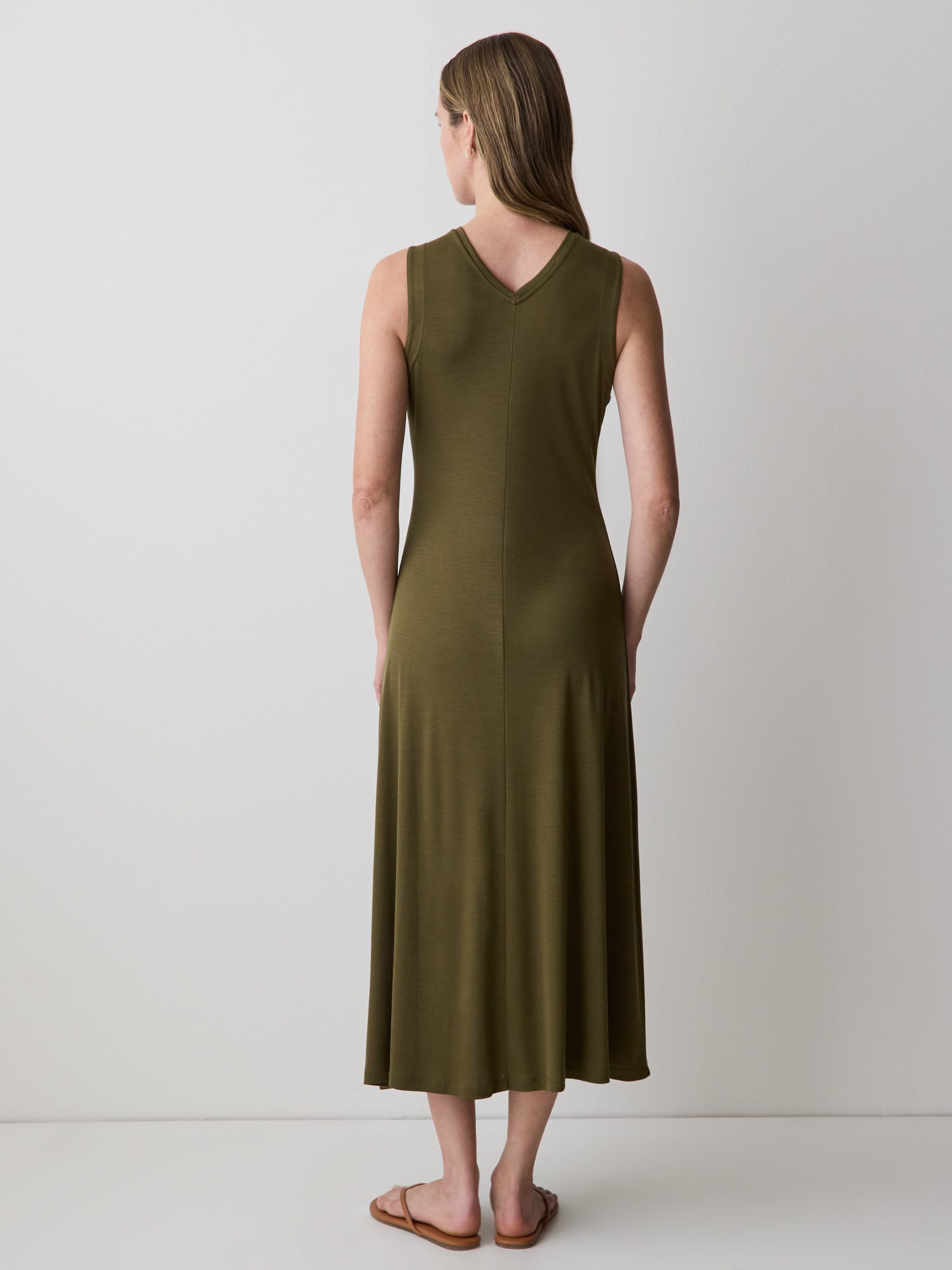 Green Sleeveless V-Neck Midi Dress - Image 3