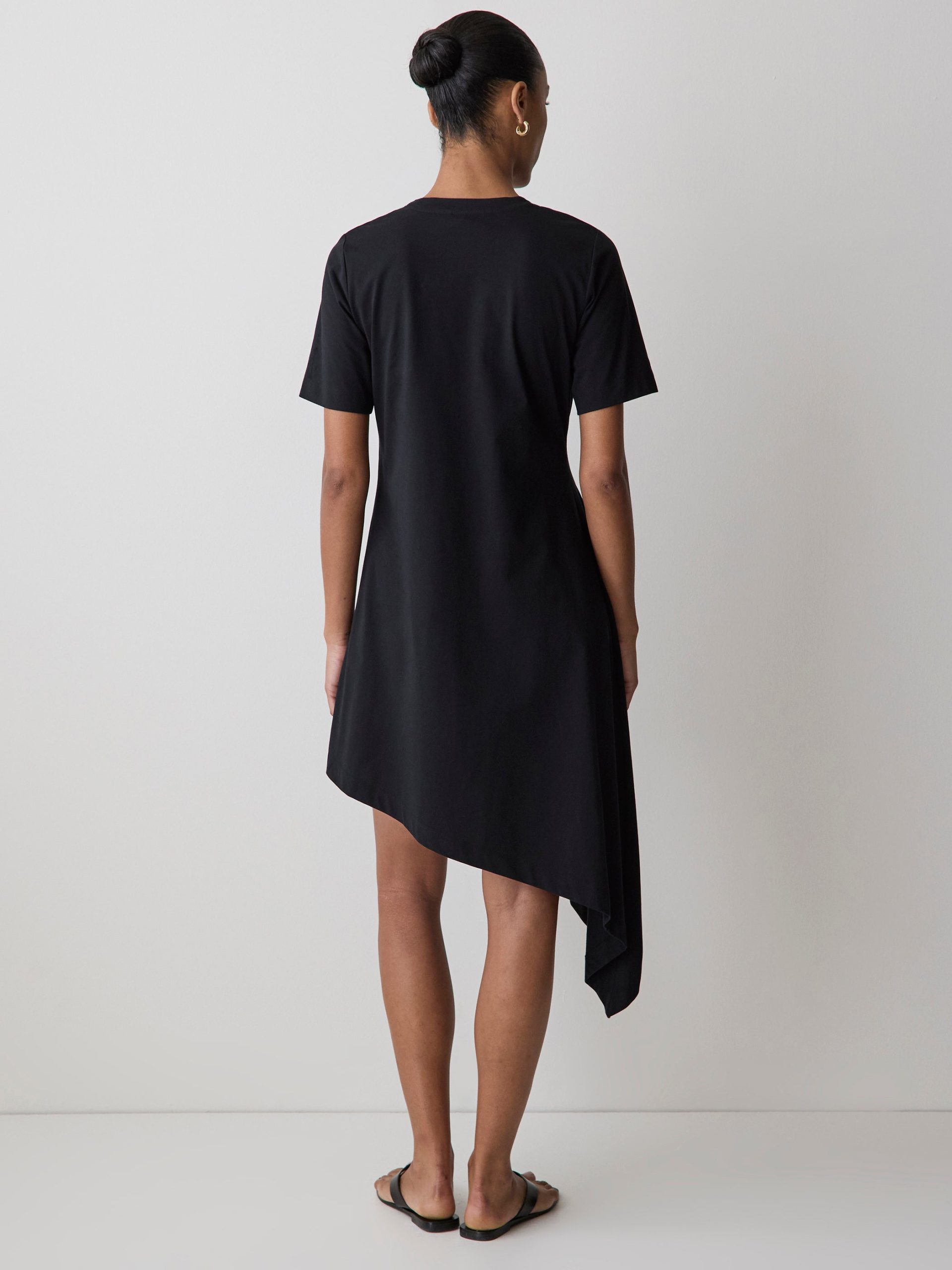 Black T-Shirt Dress with Asymmetrical Hem - Image 3