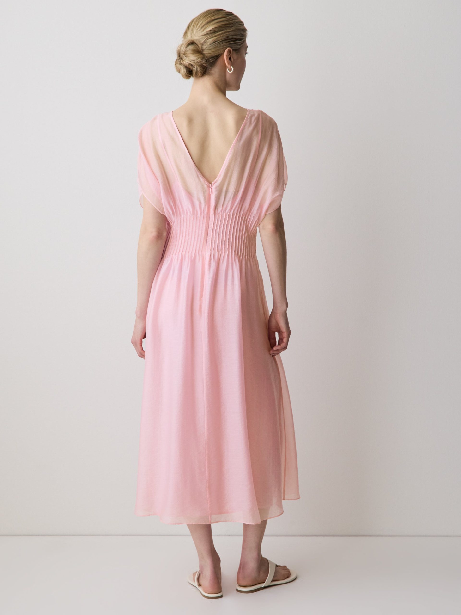 Orchid Pink Short-Sleeve V-Neck Midi Dress - Image 3