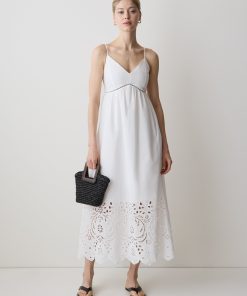 Snow White Sleeveless Sweetheart Maxi Dress with Eyelets