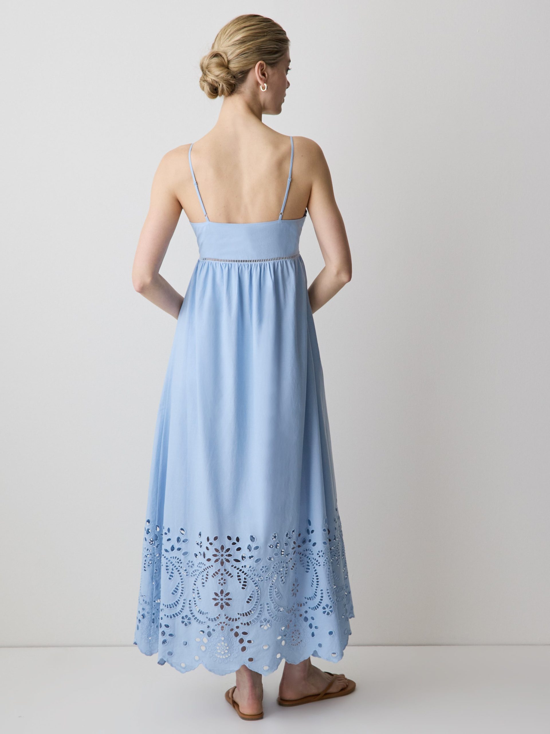 Kentucky Blue Sleeveless Sweetheart Maxi Dress with Eyelets - Image 3